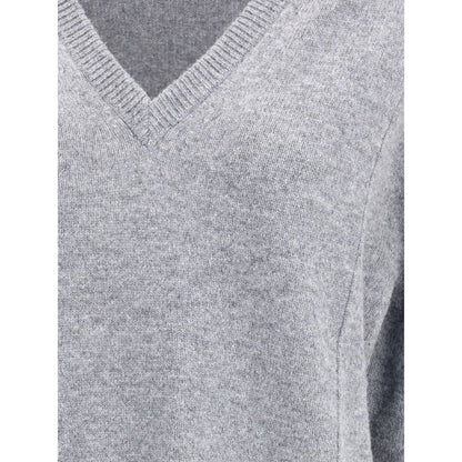 Jil Sander Oversize V-Neck Sweater in Wool and Cashmere Blend
