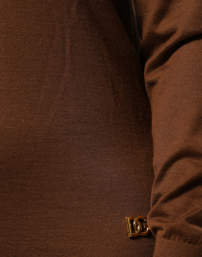 Dolce & Gabbana Brown Cashmere Turtle Neck Pullover Sweater