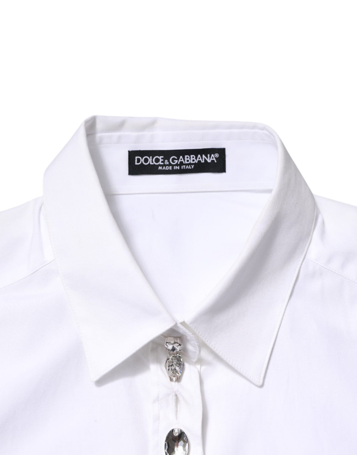 Dolce & Gabbana White Crystal Embellished Dress Shirt Top