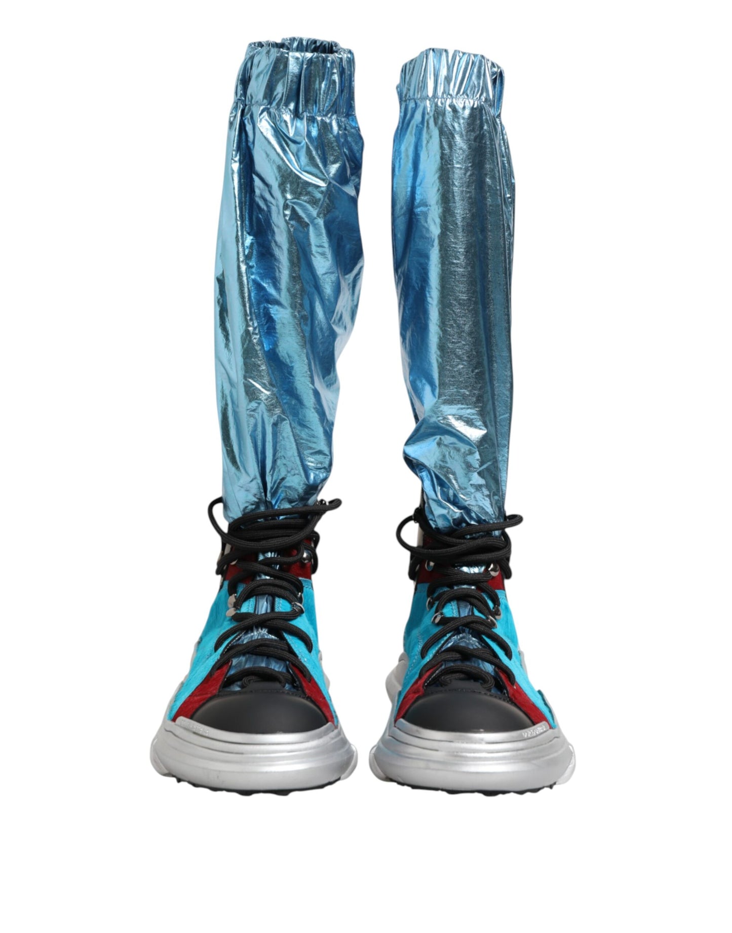 Dolce & Gabbana Blue Lace Up Over The Knee Socks Men Boots