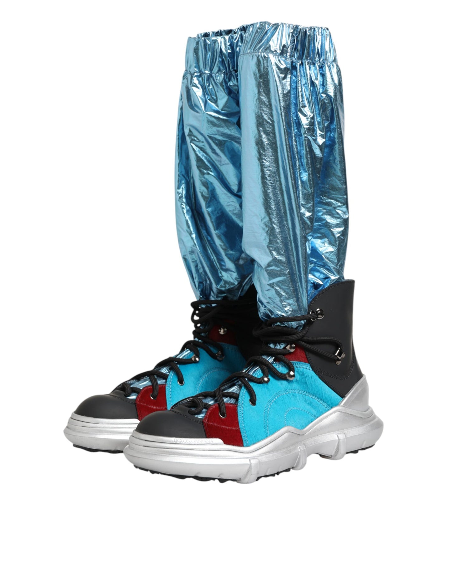 Dolce & Gabbana Blue Lace Up Over The Knee Socks Men Boots