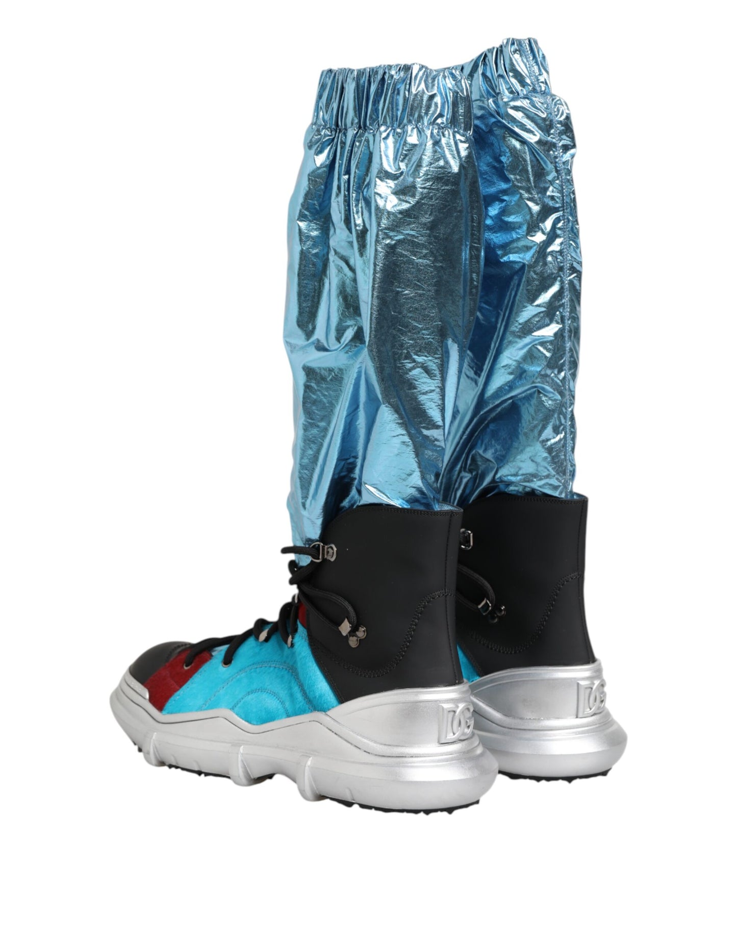 Dolce & Gabbana Blue Lace Up Over The Knee Socks Men Boots