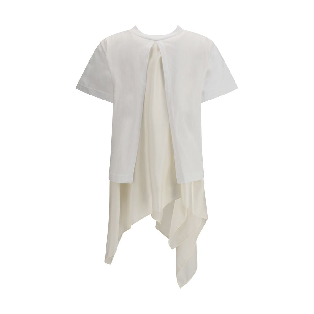 Sacai Jersey T-shirt with Polyester Detail