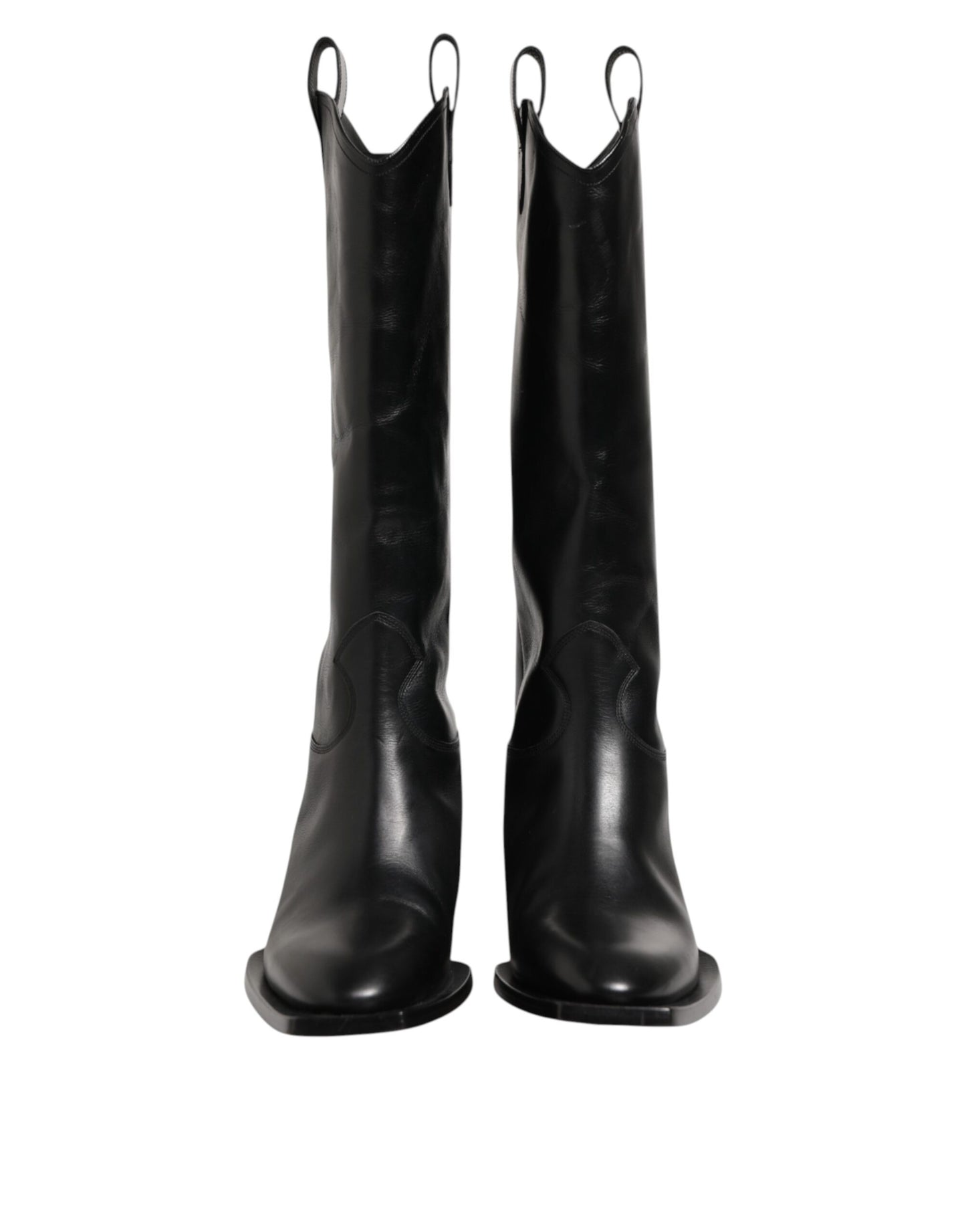 Dolce & Gabbana Black Leather Over The Calf Biker Boots