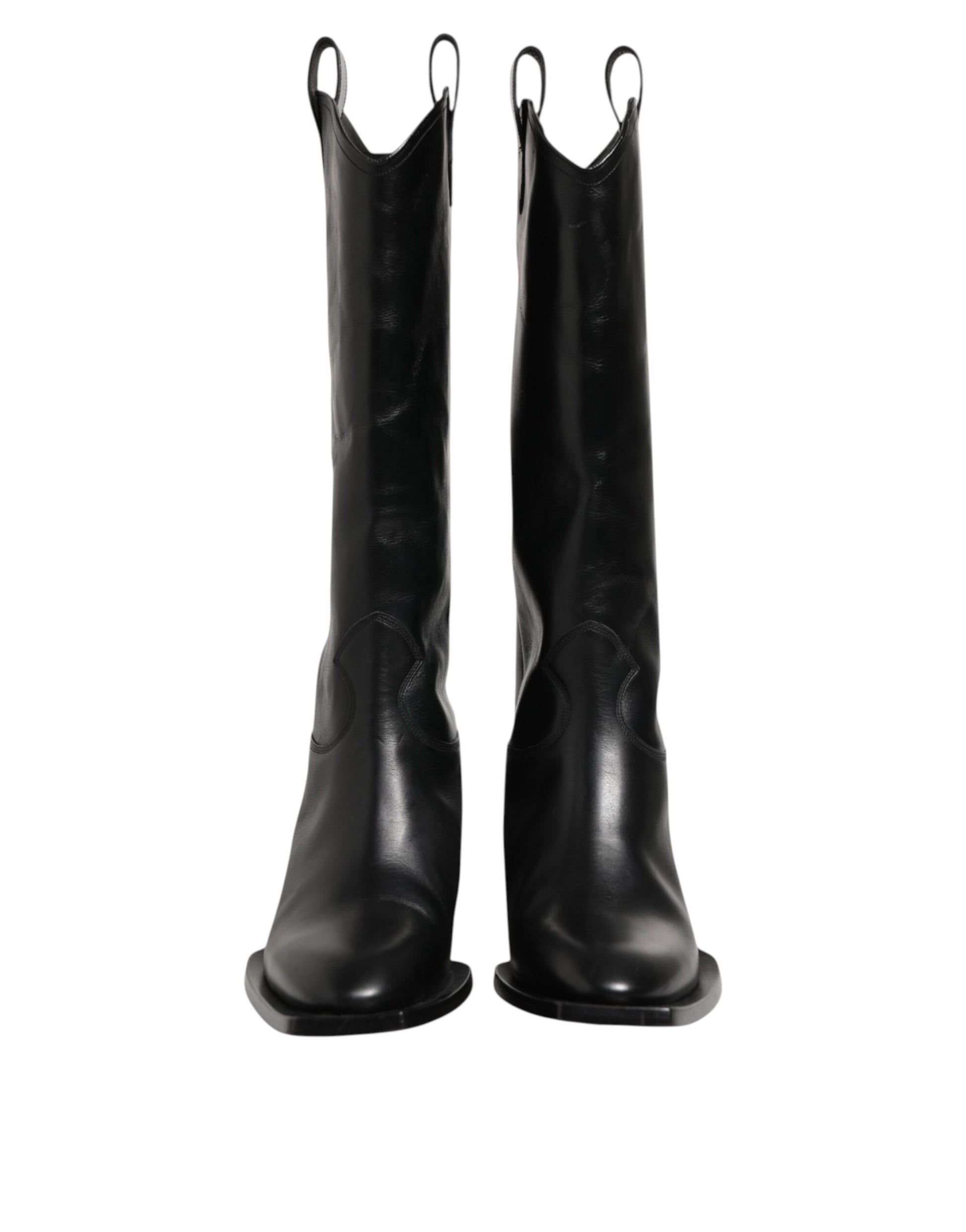 Dolce & Gabbana Black Leather Over The Calf Biker Boots