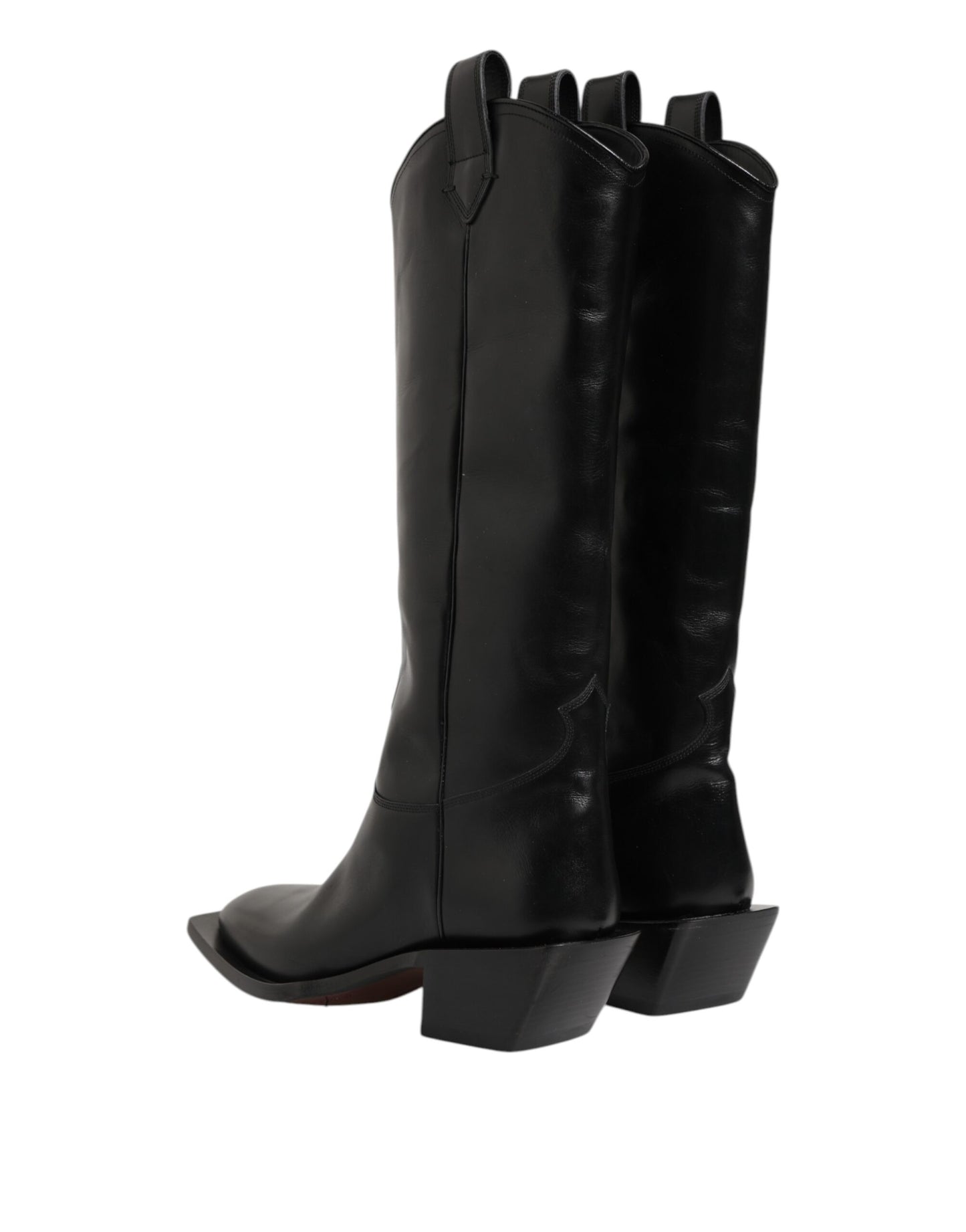 Dolce & Gabbana Black Leather Over The Calf Biker Boots