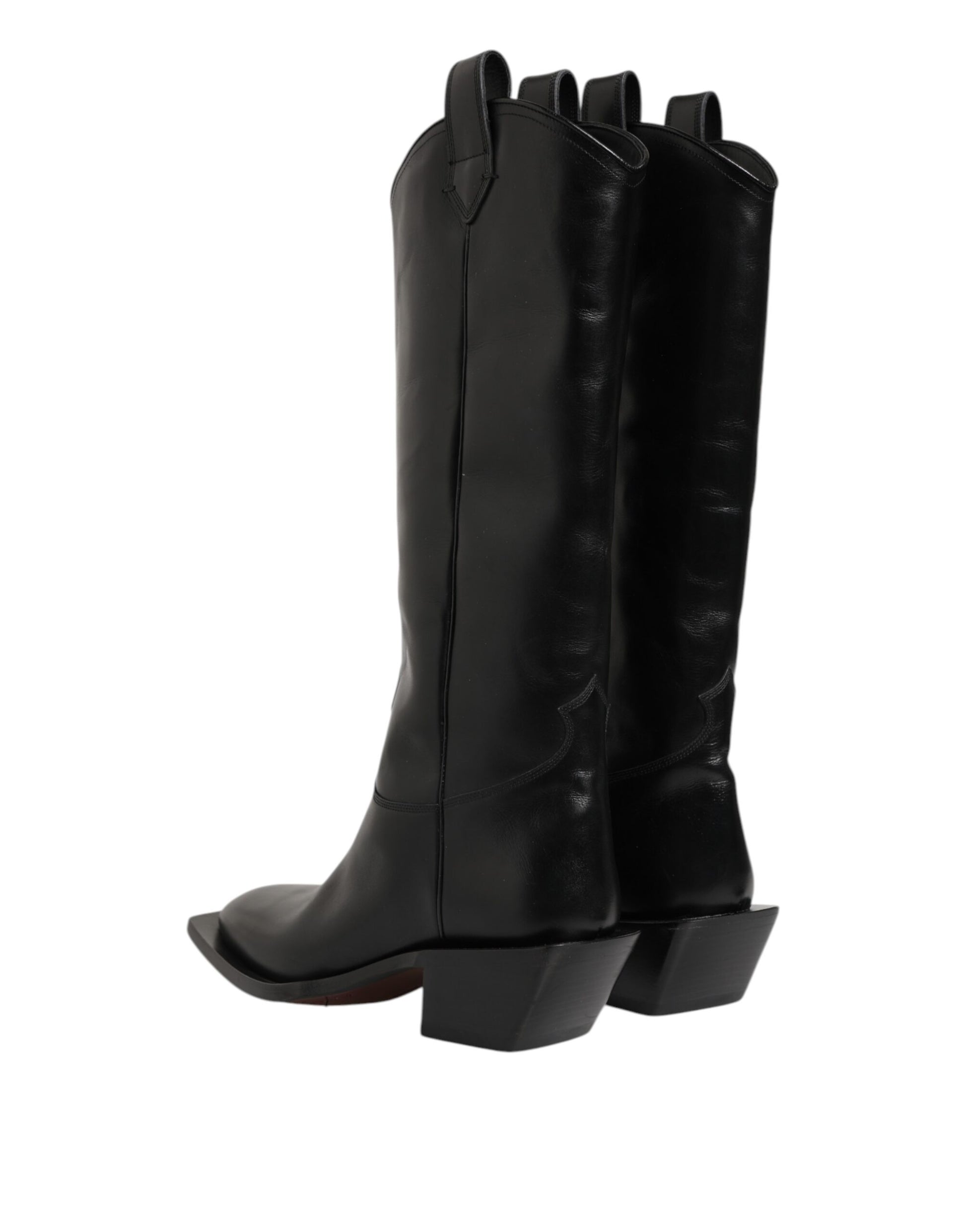 Dolce & Gabbana Black Leather Over The Calf Biker Boots