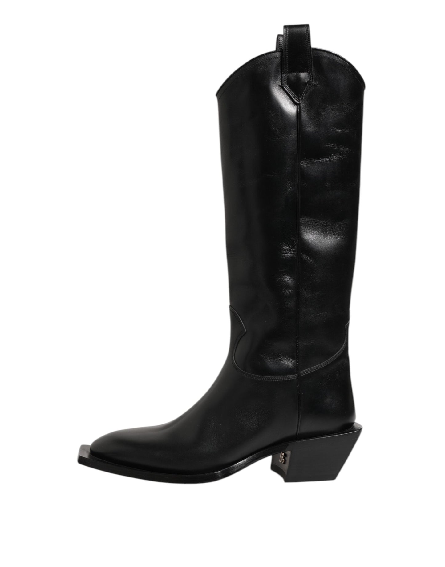 Dolce & Gabbana Black Leather Over The Calf Biker Boots