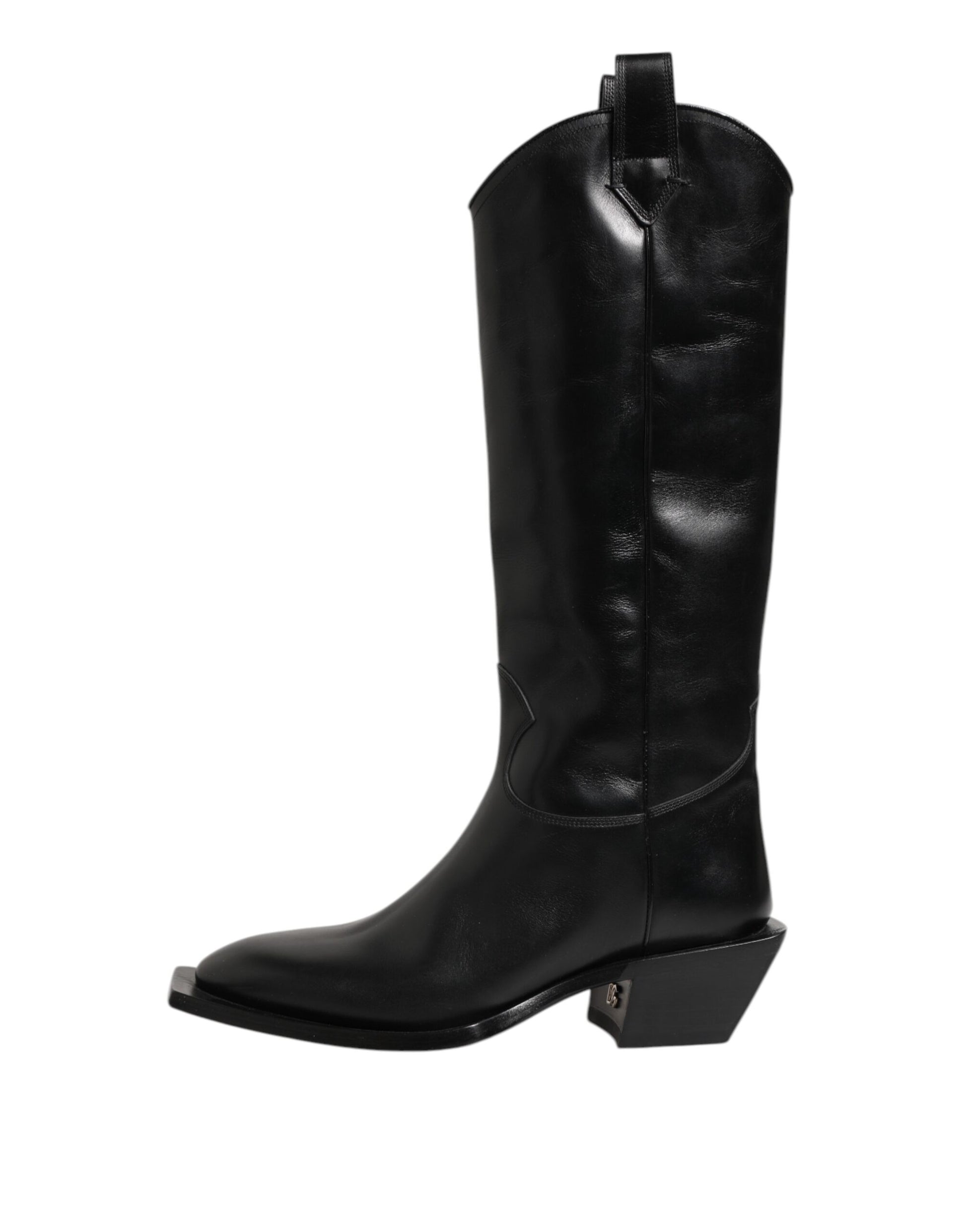 Dolce & Gabbana Black Leather Over The Calf Biker Boots