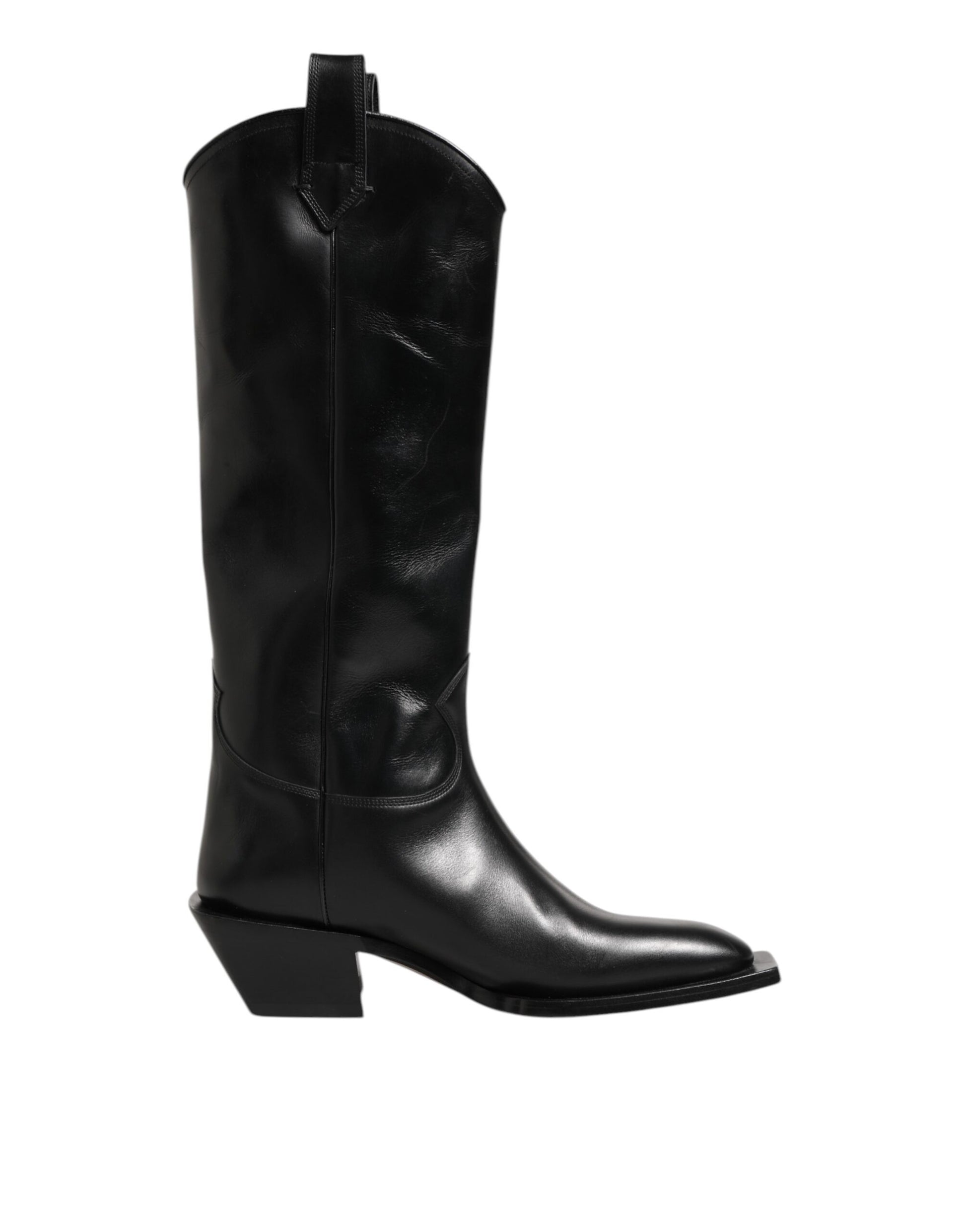 Dolce & Gabbana Black Leather Over The Calf Biker Boots