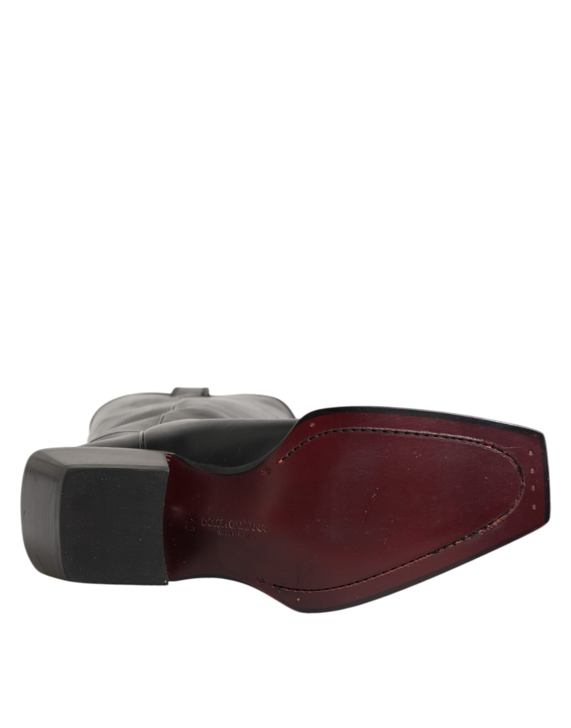 Dolce & Gabbana Black Leather Over The Calf Biker Boots