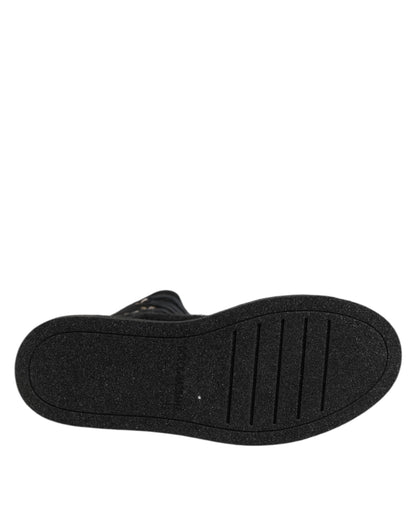 Dolce & Gabbana Black Alpaca Wool Suede Mid Calf Boots