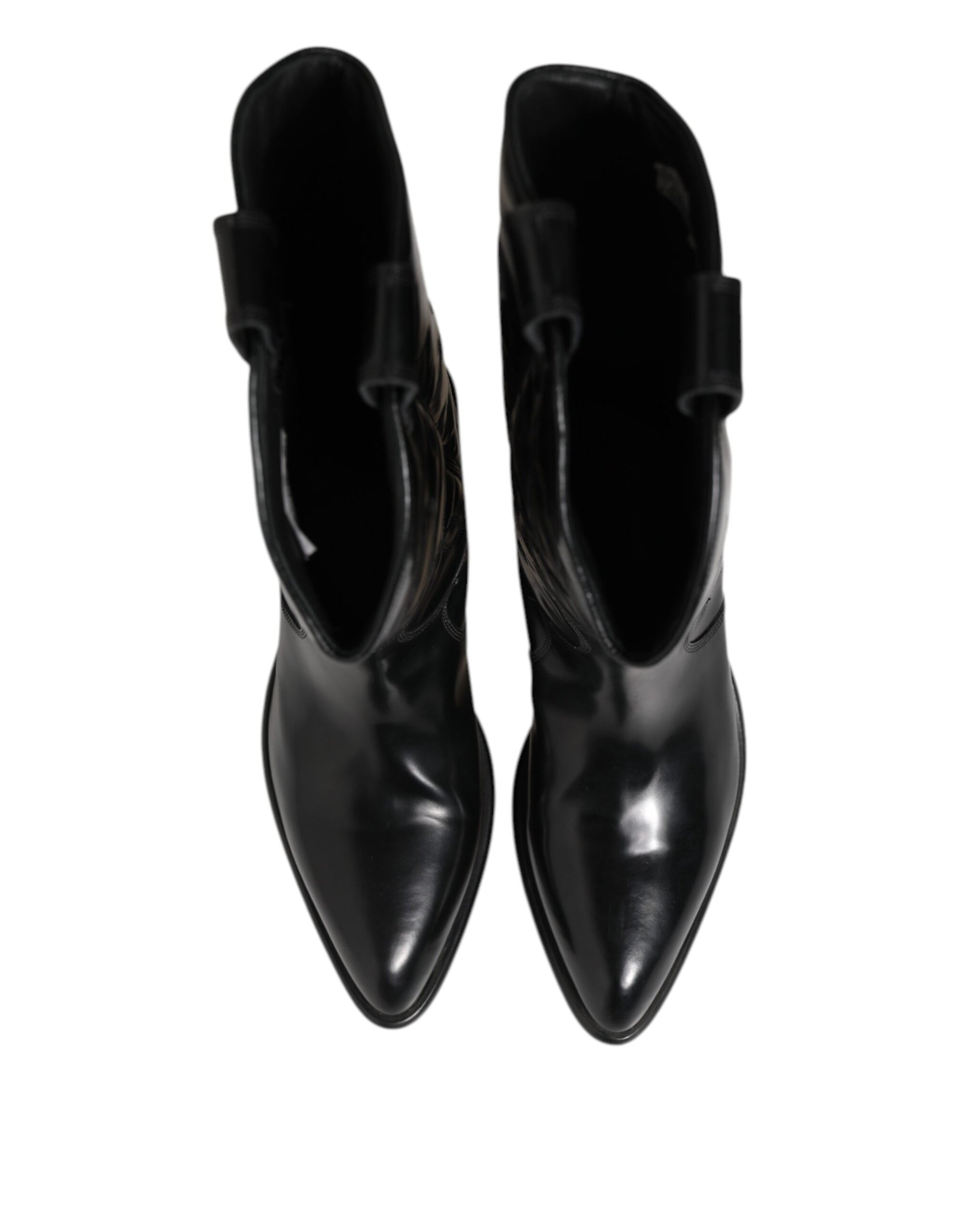 Dolce & Gabbana Black Leather Over The Calf Biker Boots