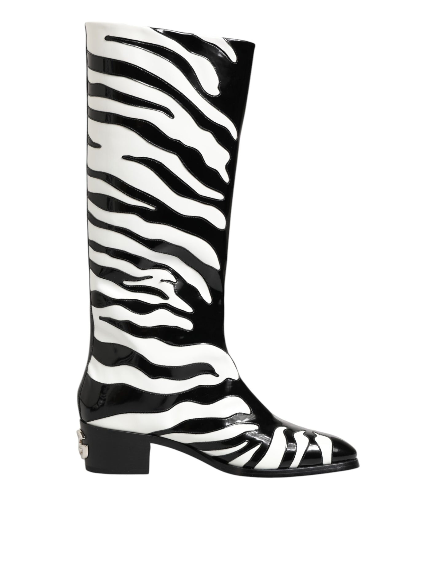 Dolce & Gabbana Black White Zebra Over The Calf Boots