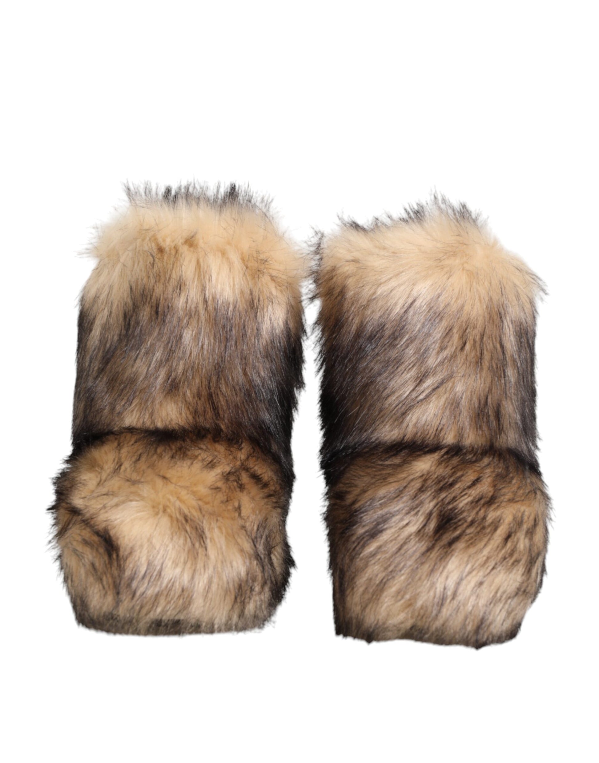Dolce & Gabbana Brown Faux Ski Fur Short Boots for Men
