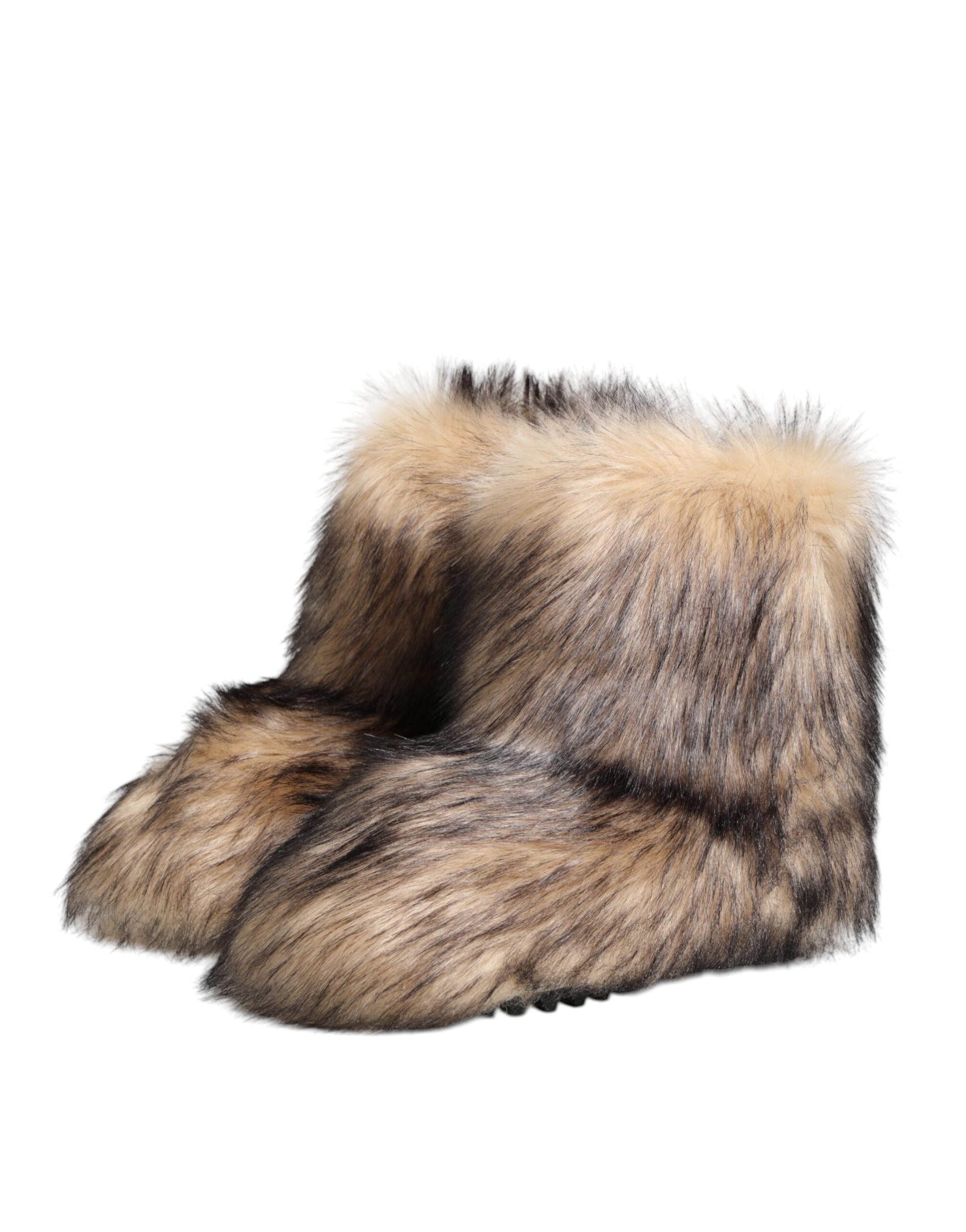 Dolce & Gabbana Brown Faux Ski Fur Short Boots for Men