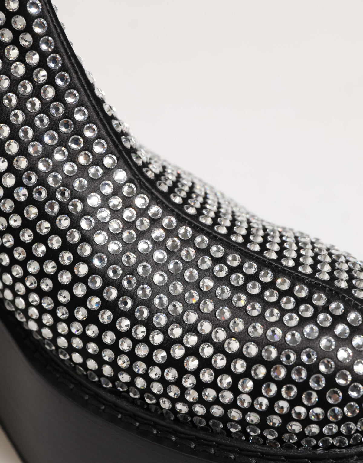 Dolce & Gabbana Black Crystal Strass Mid Calf Short Boots