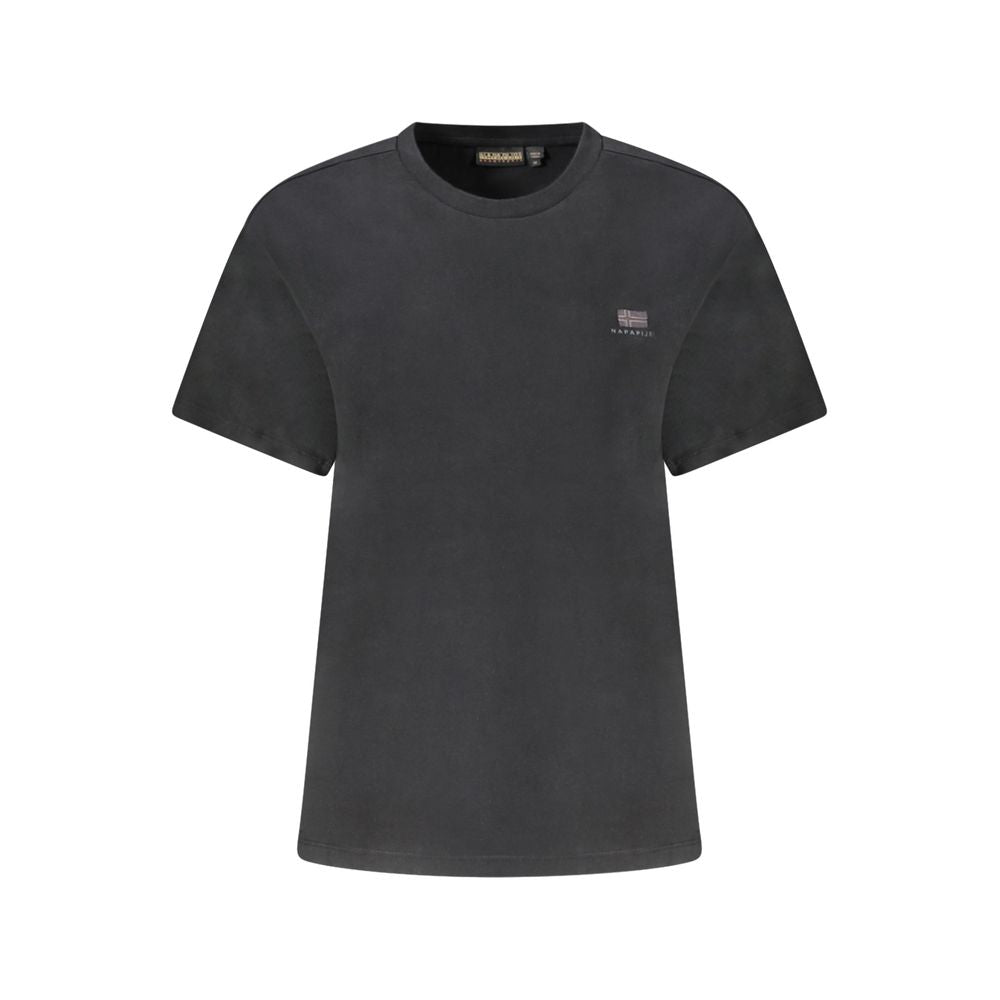 Napapijri Black Cotton T-Shirt – Casual Urban Essential