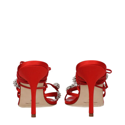 Manolo Blahnik Red Satin Stiletto Heels Sandals