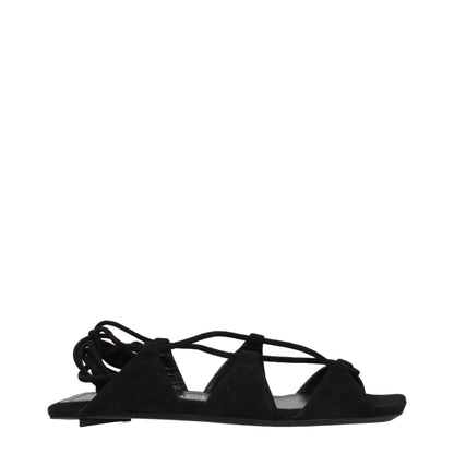 The Attico Black Leather Flat Sandals