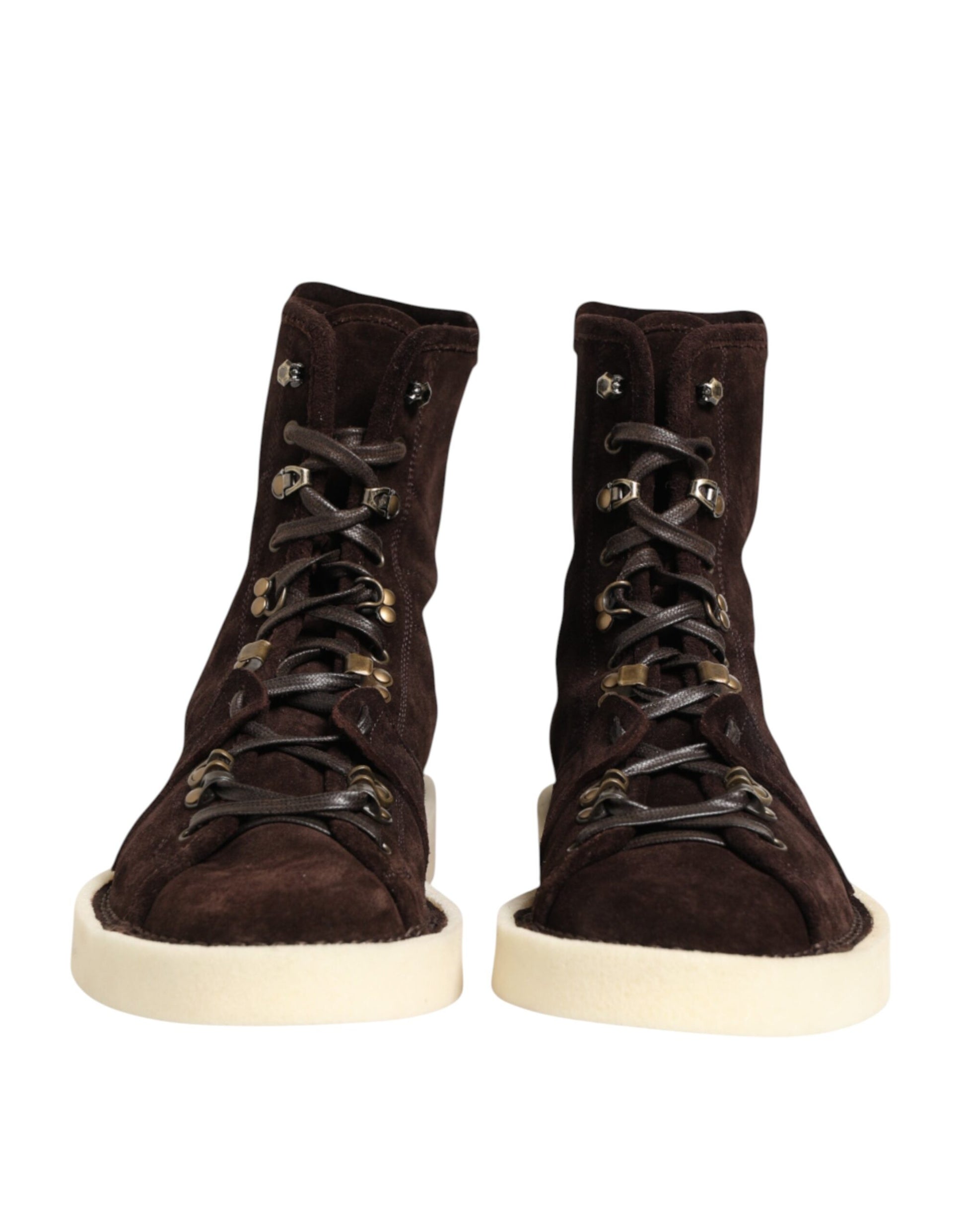 Dolce & Gabbana Brown Suede Lace Up Ankle Short Boots