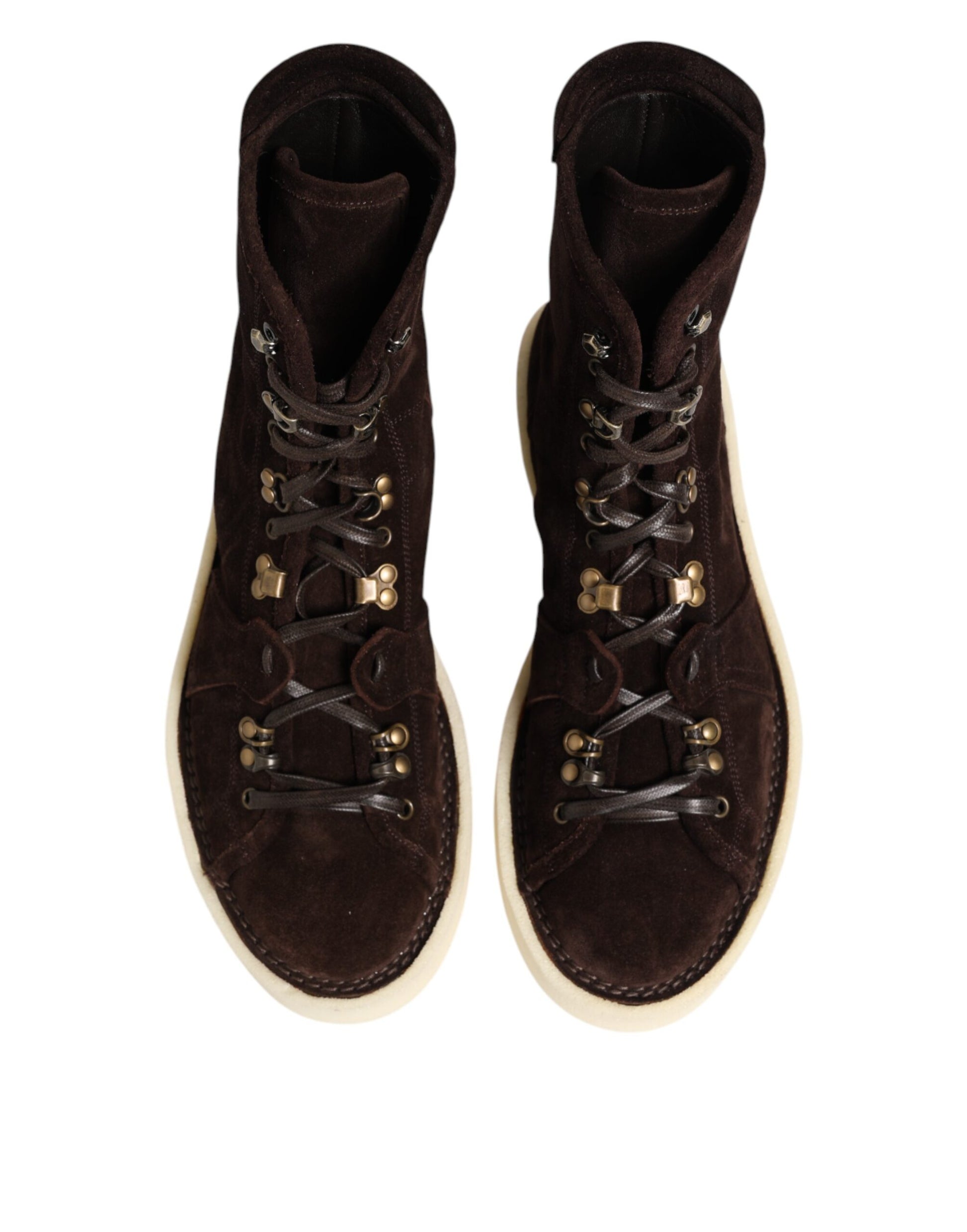 Dolce & Gabbana Brown Suede Lace Up Ankle Short Boots