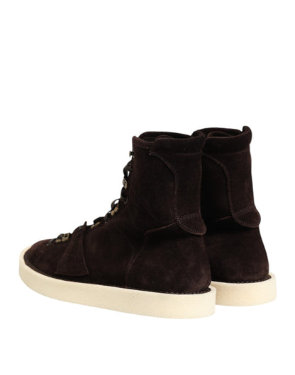 Dolce & Gabbana Brown Suede Lace Up Ankle Short Boots