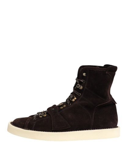 Dolce & Gabbana Brown Suede Lace Up Ankle Short Boots