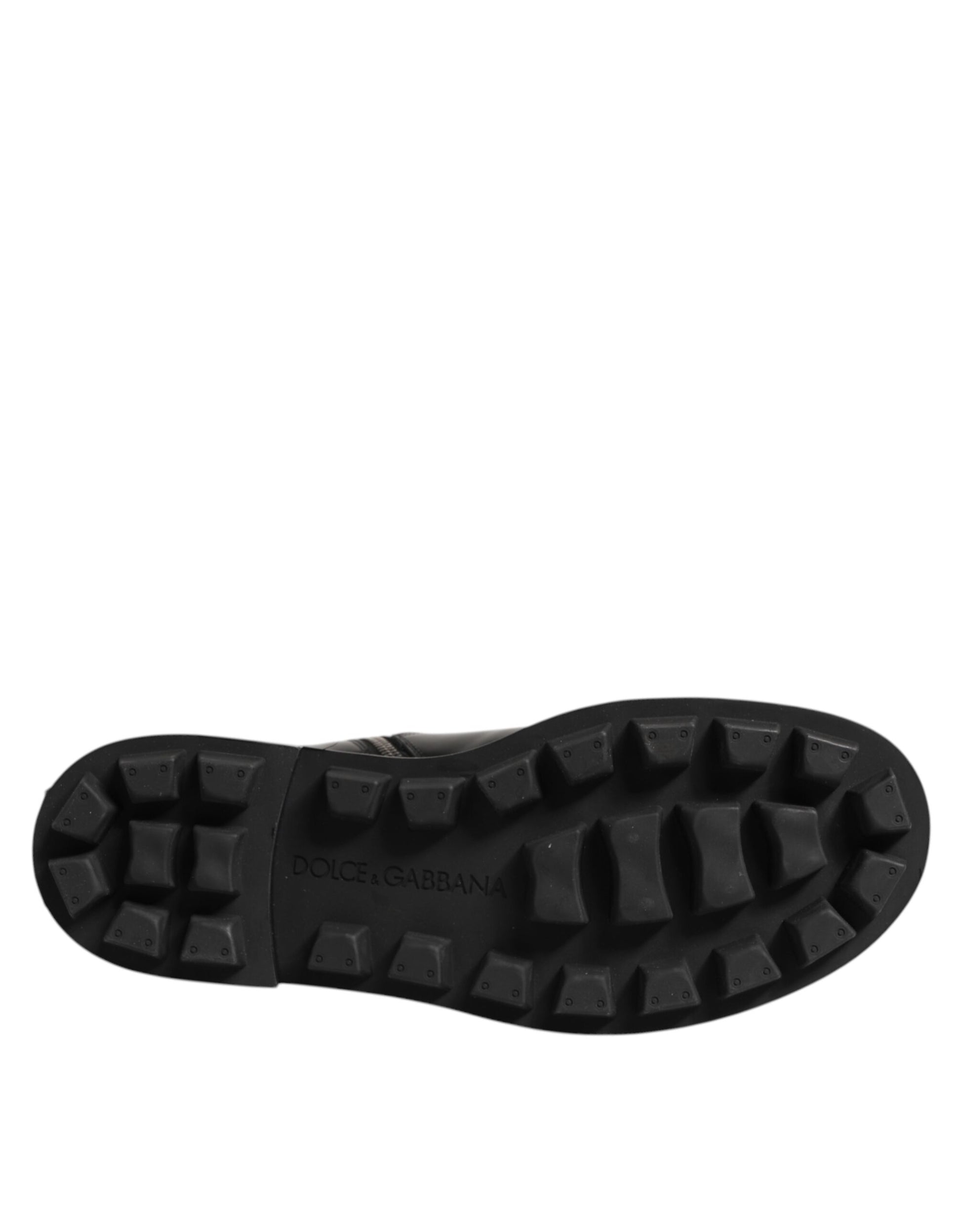 Dolce & Gabbana Black Logo Plaque Mid Calf Biker Boots