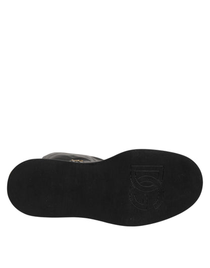 Dolce & Gabbana Black Logo Plaque Over The Calf Boots