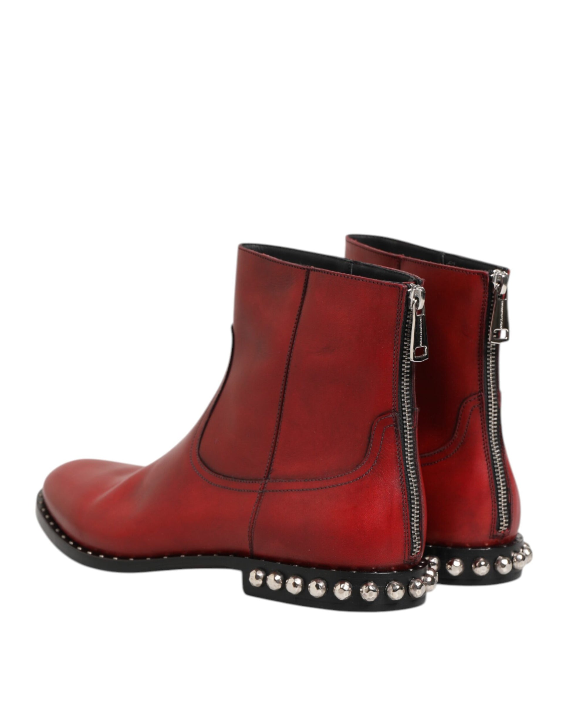Dolce & Gabbana Red Studded Chelsea Short Ankle Boots