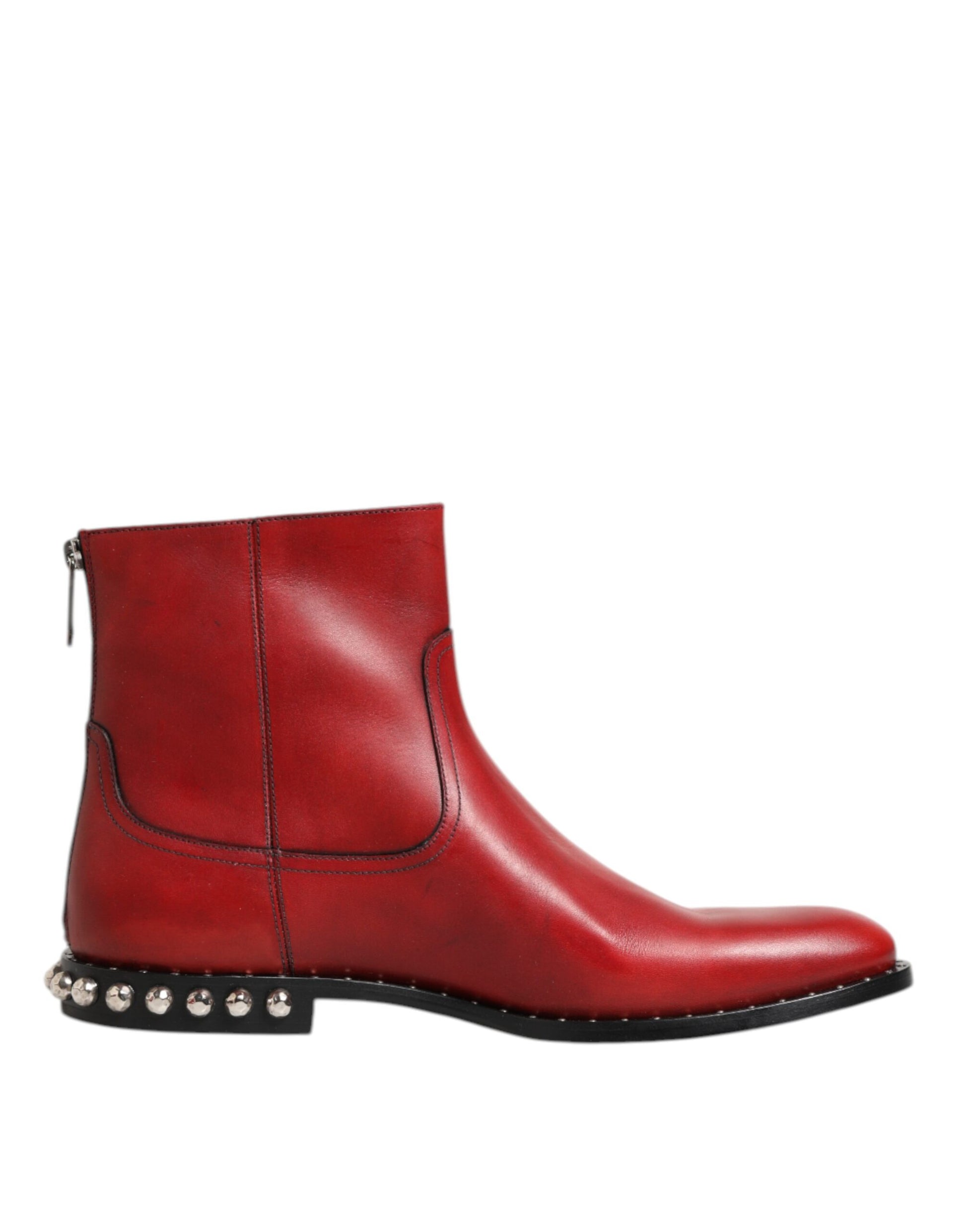 Dolce & Gabbana Red Studded Chelsea Short Ankle Boots
