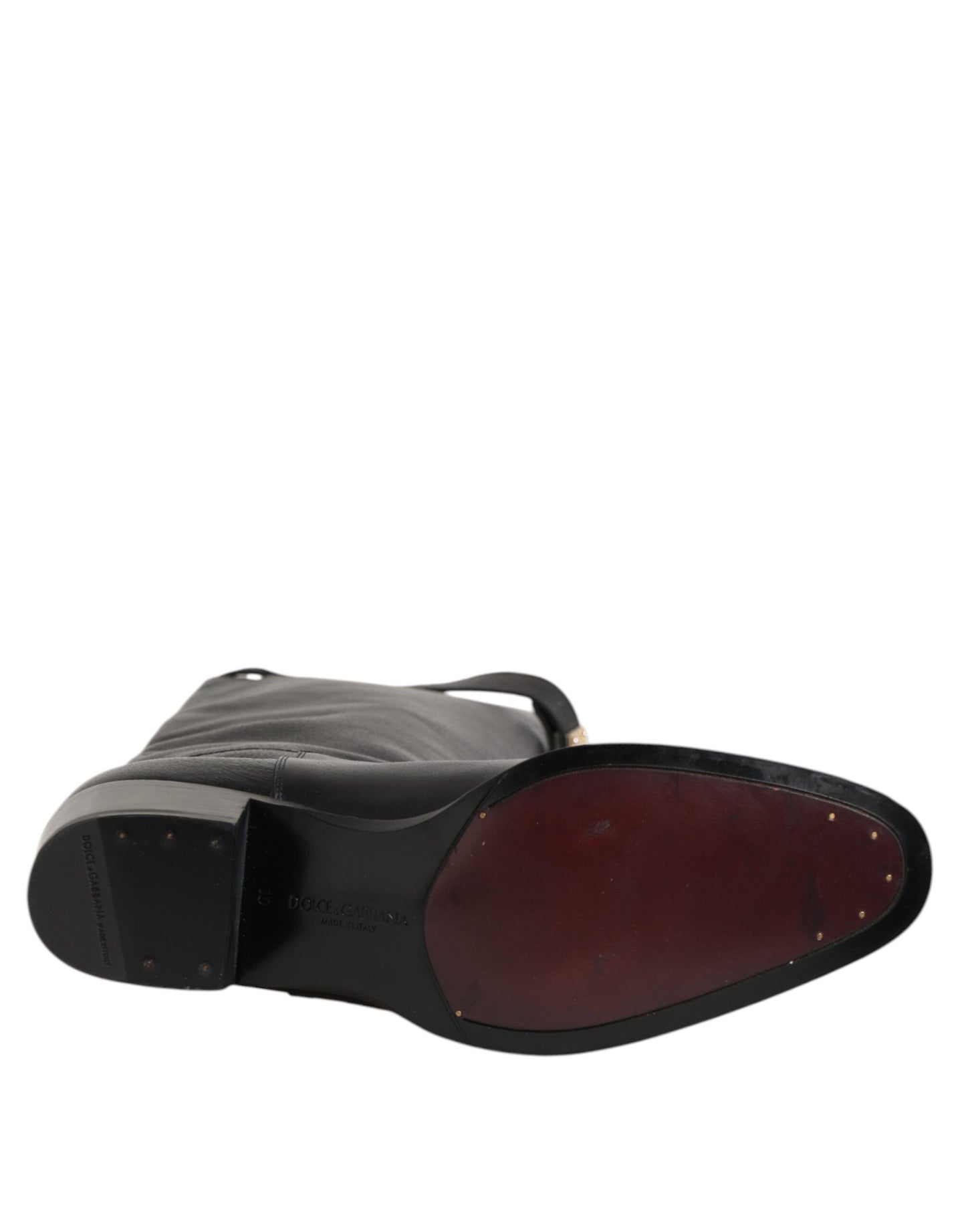 Dolce & Gabbana Black Logo Plaque Over The Calf Boots