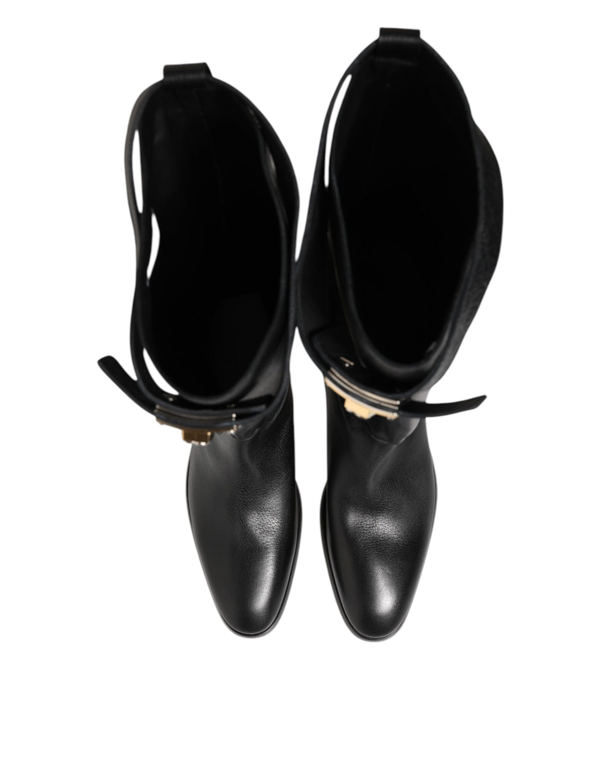 Dolce & Gabbana Black Logo Plaque Over The Calf Boots
