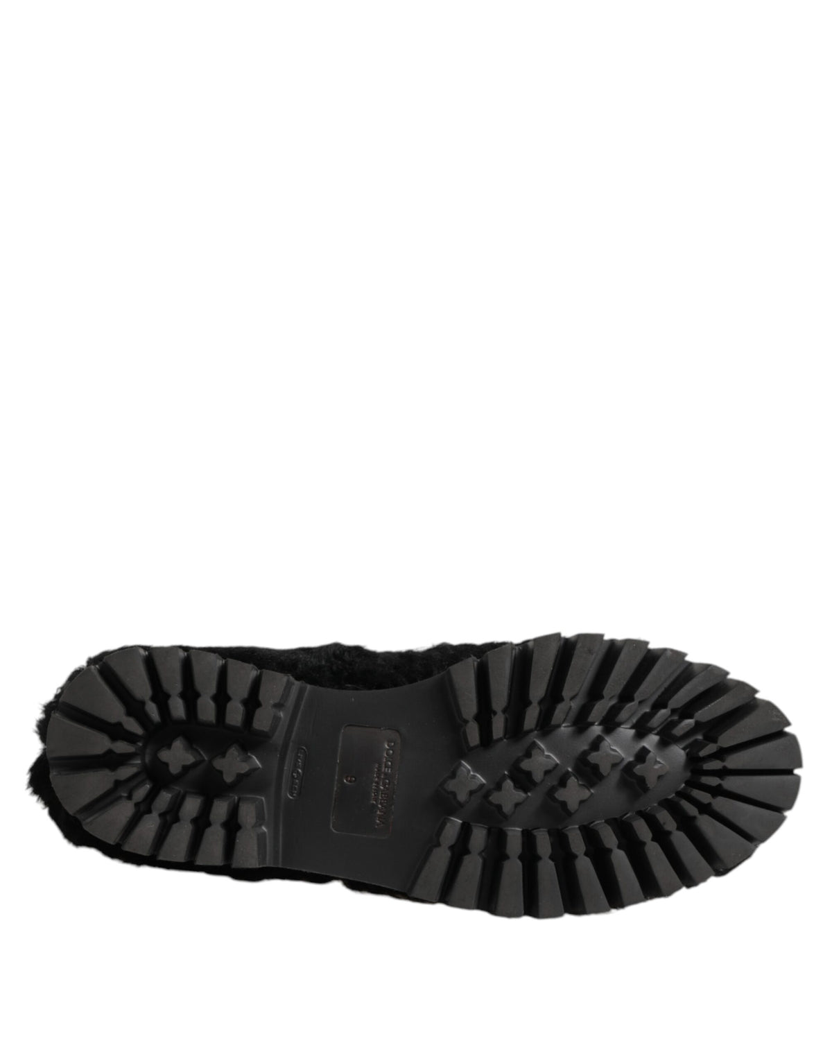Dolce & Gabbana Black Fur Leather Dress Slippers for Men