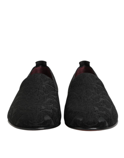 Dolce & Gabbana Black Brocade Loafers for Men