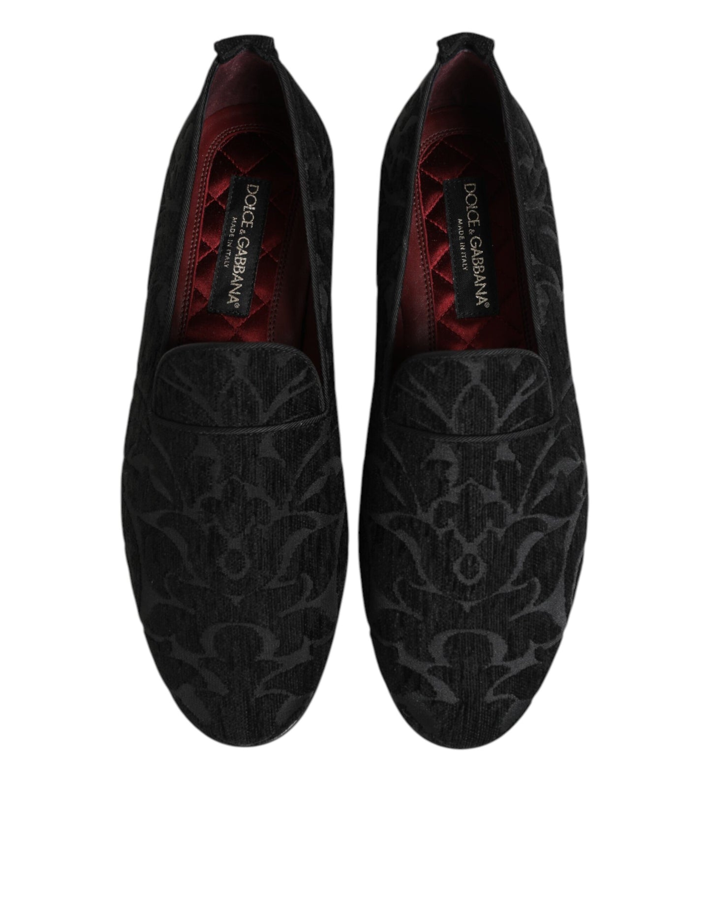 Dolce & Gabbana Black Brocade Loafers for Men