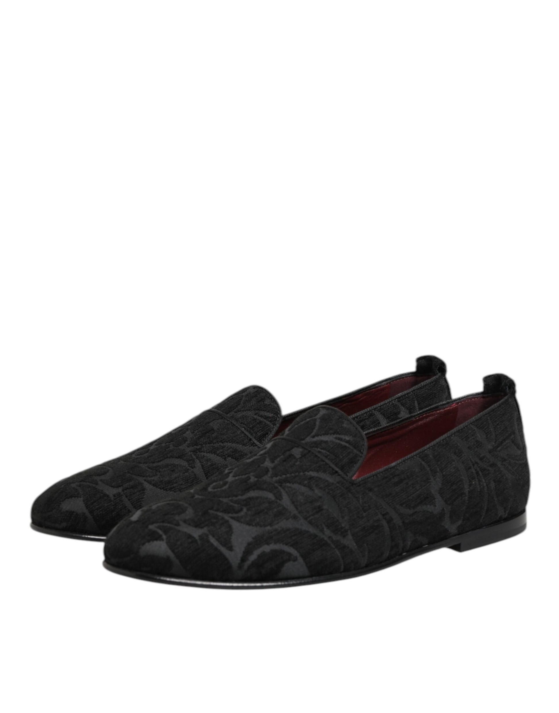 Dolce & Gabbana Black Brocade Loafers for Men
