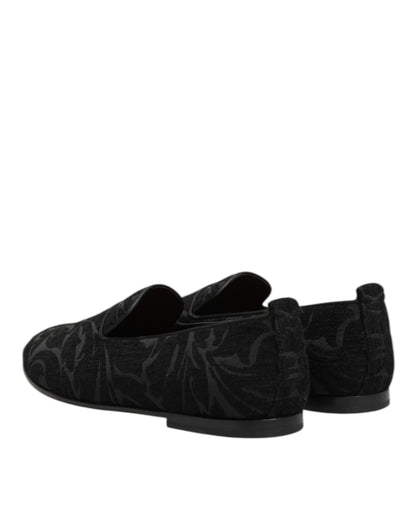 Dolce & Gabbana Black Brocade Loafers for Men