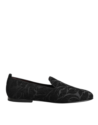 Dolce & Gabbana Black Brocade Loafers for Men