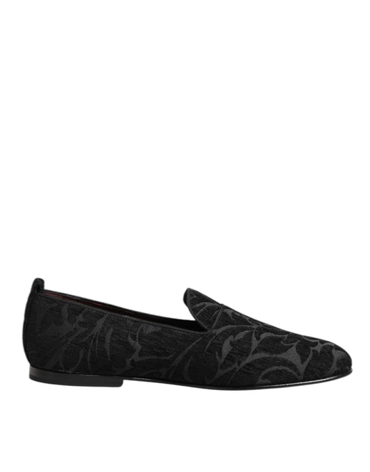Dolce & Gabbana Black Brocade Loafers for Men