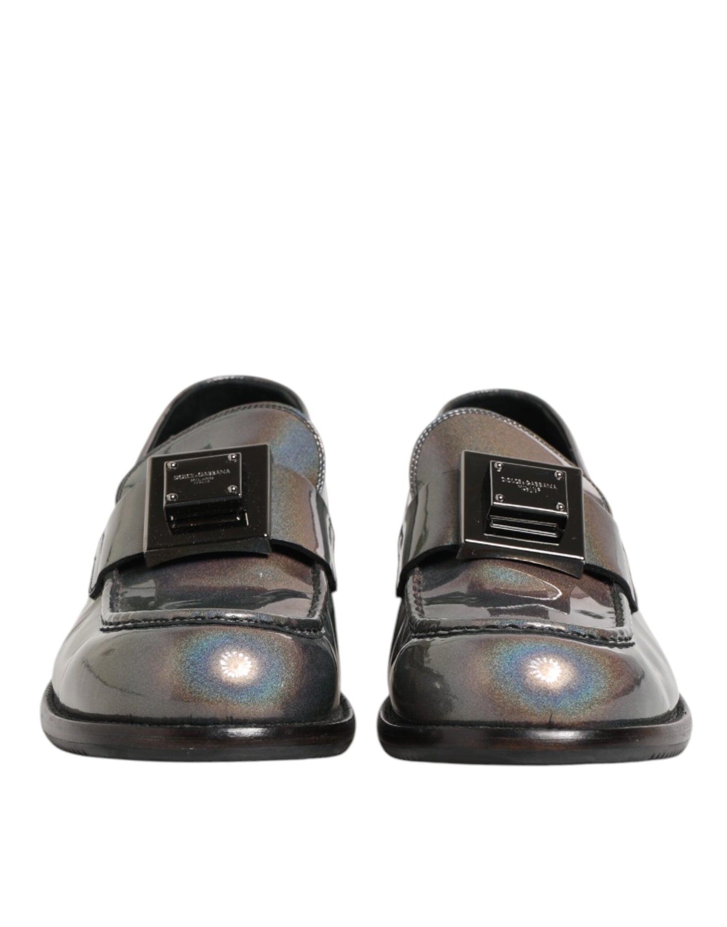 Dolce & Gabbana Metallic Silver Logo Slip-On Men Dress Shoes