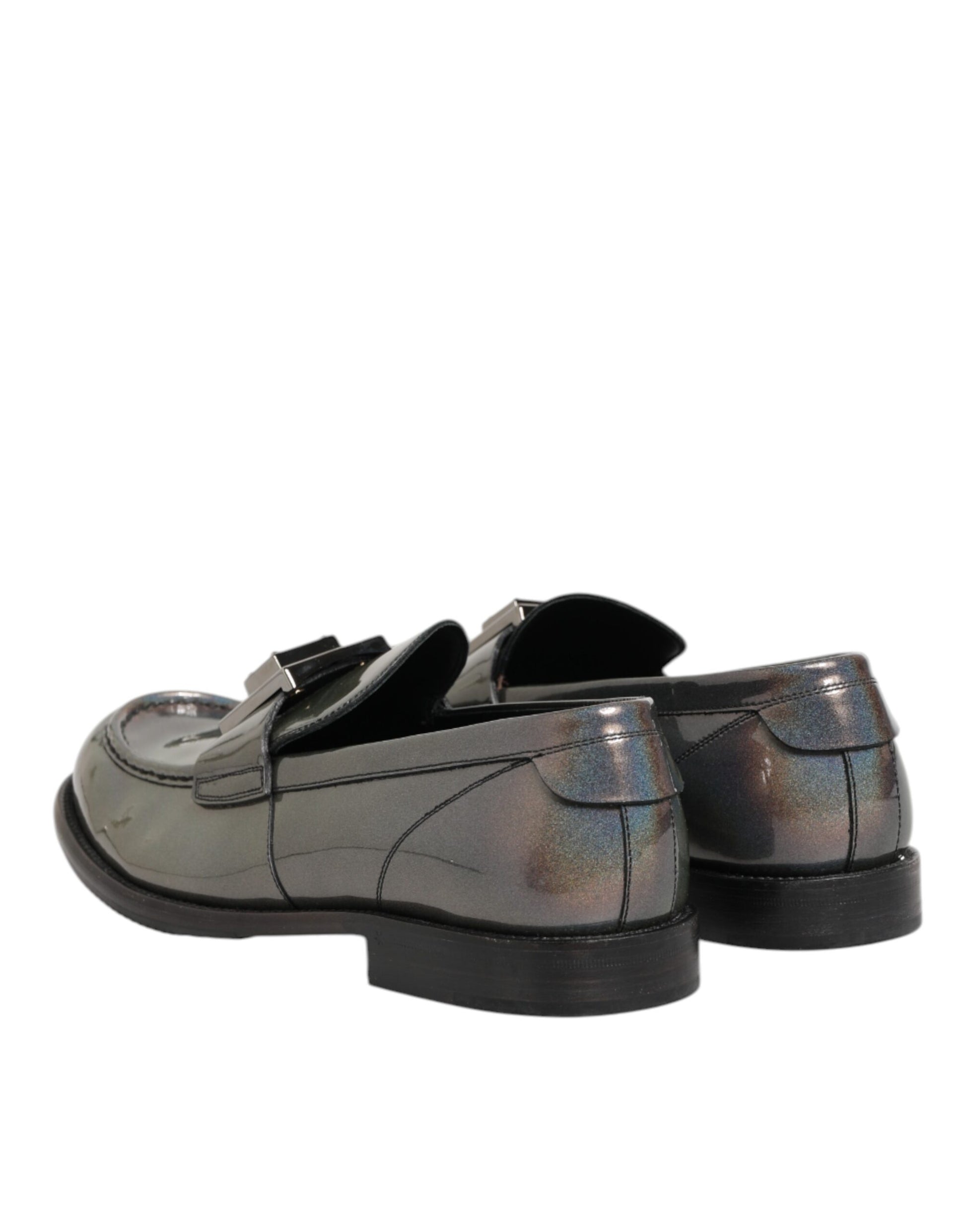 Dolce & Gabbana Metallic Silver Logo Slip-On Men Dress Shoes