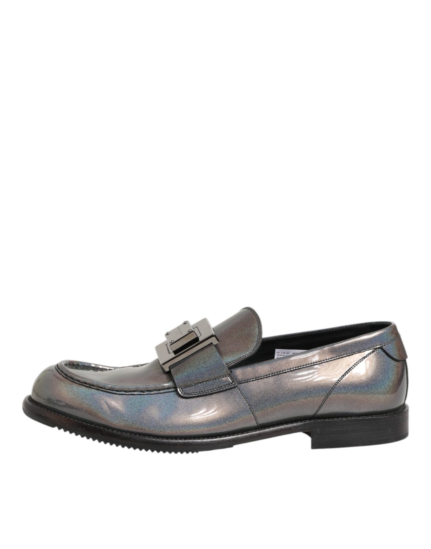 Dolce & Gabbana Metallic Silver Logo Slip-On Men Dress Shoes
