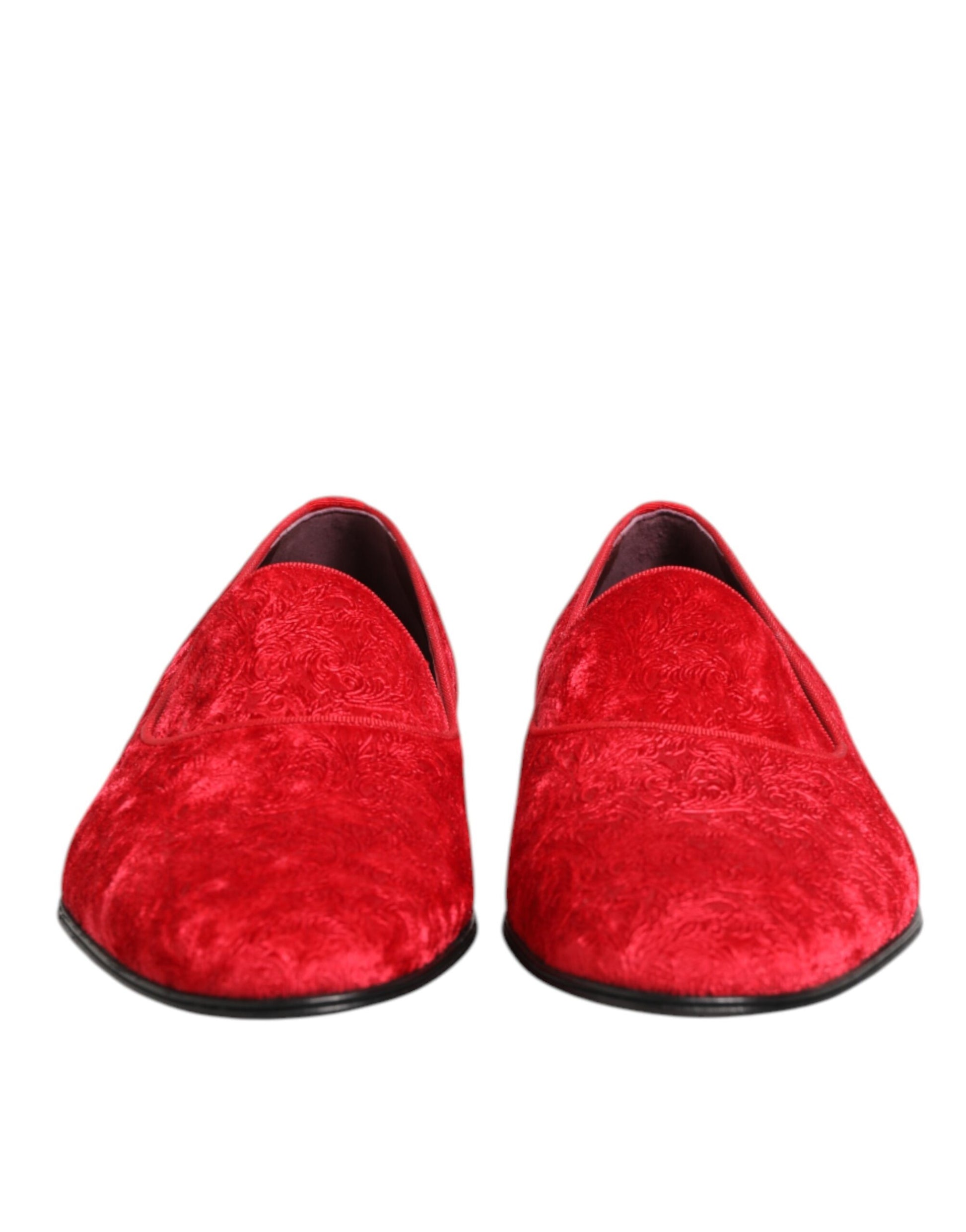 Dolce & Gabbana Red Jacquard Loafers for Men