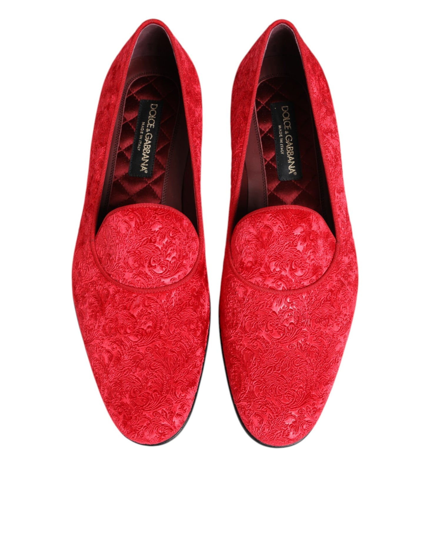 Dolce & Gabbana Red Jacquard Loafers for Men