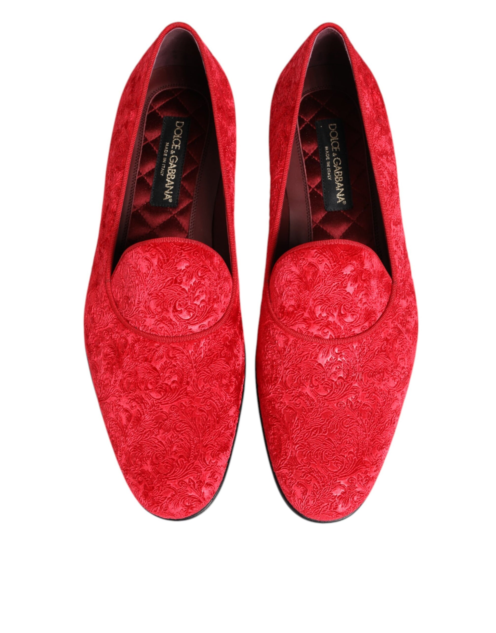 Dolce & Gabbana Red Jacquard Loafers for Men