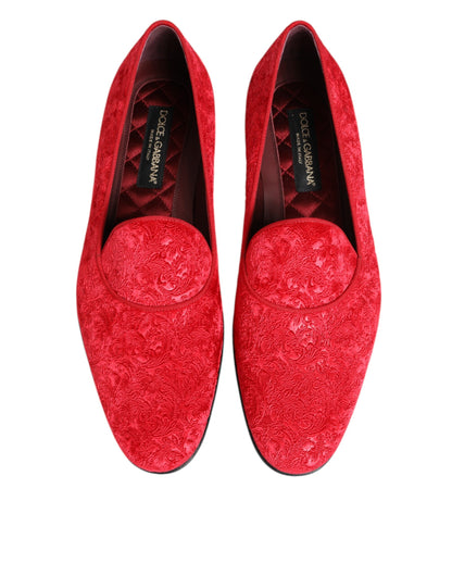 Dolce & Gabbana Red Jacquard Loafers for Men