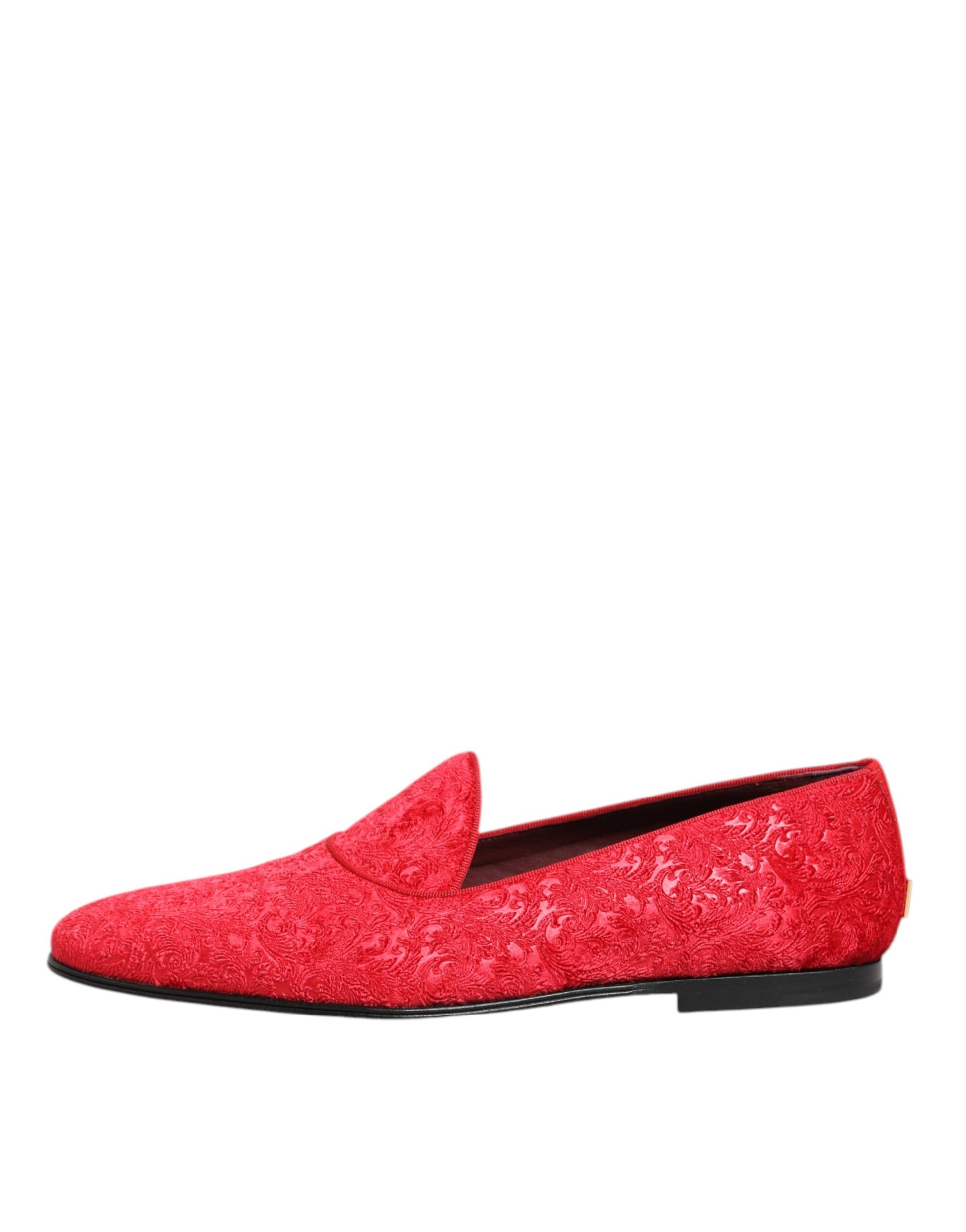 Dolce & Gabbana Red Jacquard Loafers for Men