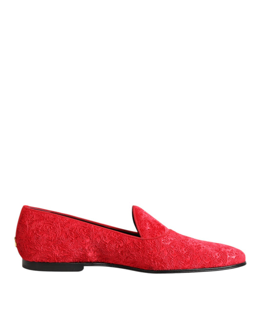 Dolce & Gabbana Red Jacquard Loafers for Men